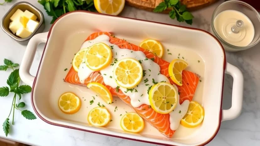 Lax i ugn med krämig sås